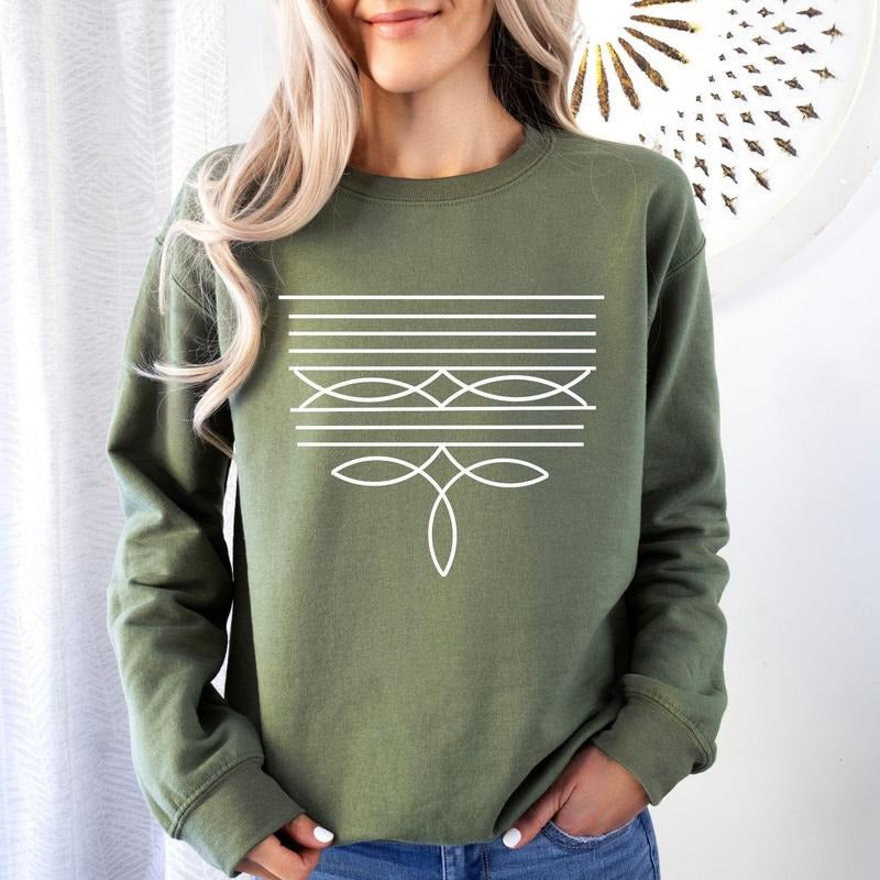 Boot Stitch Design Sweatshirt Country Western Pullover Music Festival Shirt Cowgirl Birthday Gift Cowboy Boot Country Rodeo, western outfits, western outfit women o1