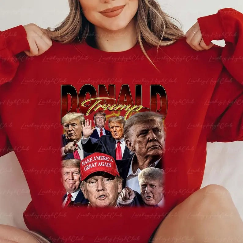 Bootleg 90s Trump Homage Sweatshirt, Graphic Trump President Sweatshirt