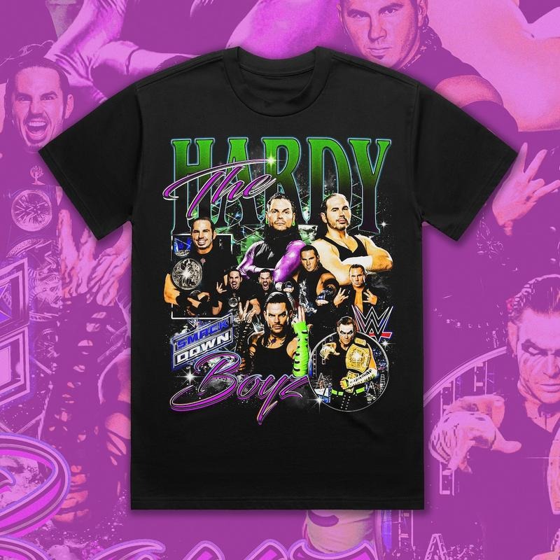 Bootleg Vintage 90s Style The Hardy Boyz T-Shirt WWE Wrestling Matt & Jeff Hardy Casual Classic Cotton Fabric