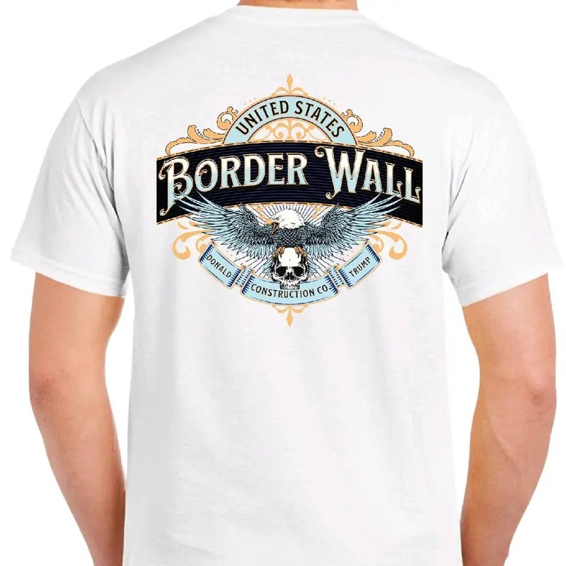 Border Wall Construction Co. T-shirt Menswear Cotton Tshirt Casual t shirt trump