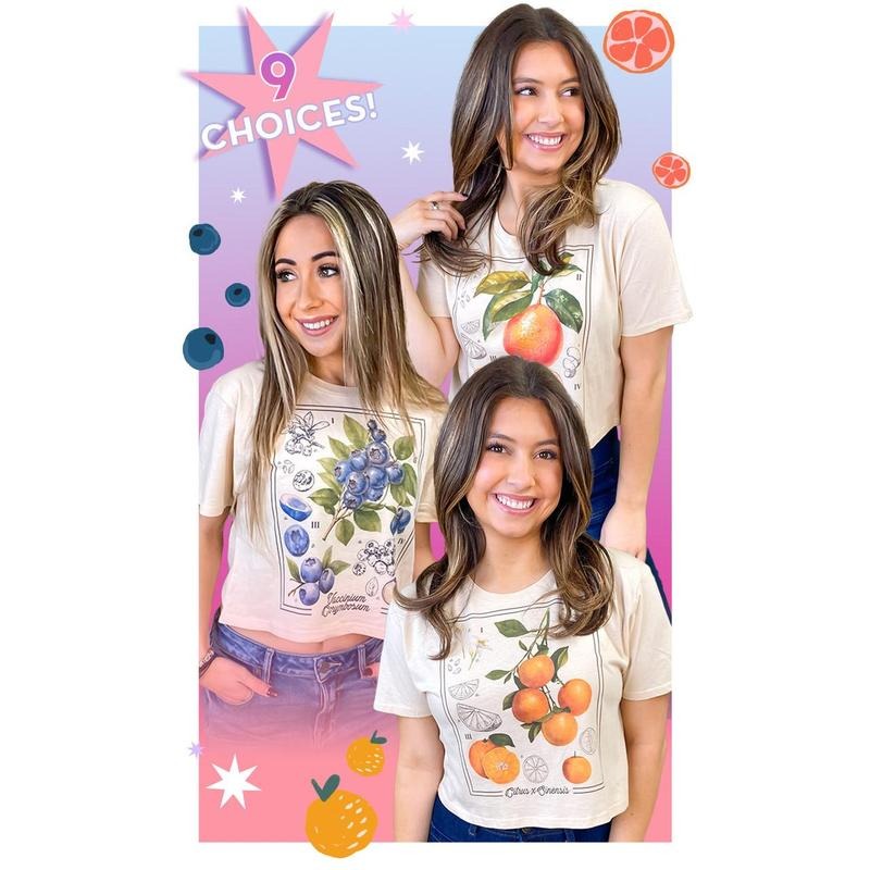 Botanical Fruit Graphic Crop Top T-Shirt Tik Tok