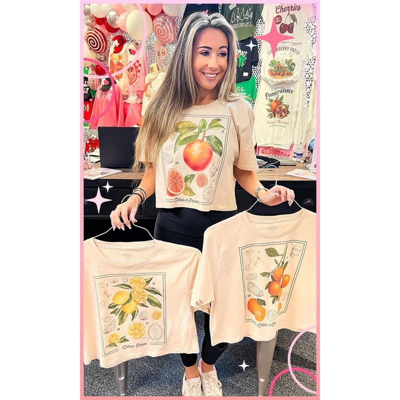 Botanical Fruit Graphic Crop Top T-Shirt