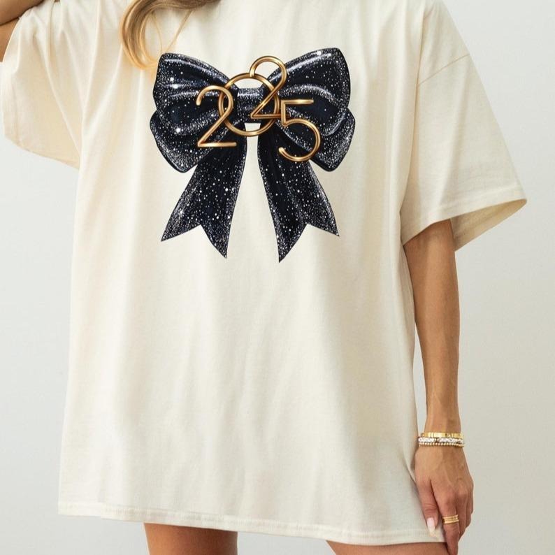 Bow New Years Eve  Shirt, Nye , Oversized, Coquette New Years, Coquette , 2025 Happy New Year