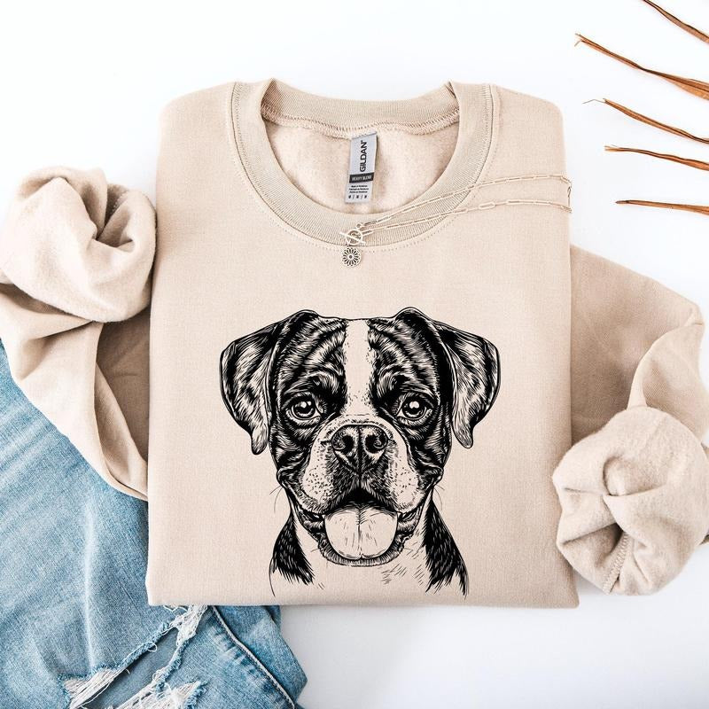 Boxer, Dog Lover Apparel, Pet, Dog Breed, Cute Sweatshirt, Crew Neck, Women's, Crewneck