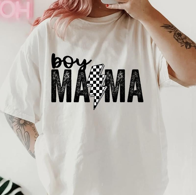 Boy Mama bolt Shirt #1~ Unisex Apparel Relaxed Fit Printed In The USA Clothing Womenswear Casual Comfort Cotton Top Athletic Boho Chic