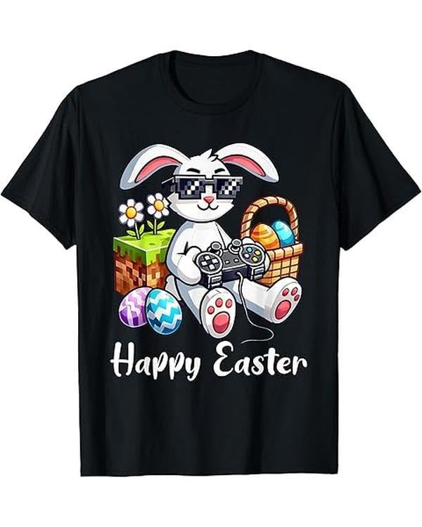 Boys Happy Easter Day Bunny Egg Video Game Kids Mens Gamer T-Shirt, Graphic tee, Fashion Cotton, Gift for her, Gift for him, Vintage tee, Singer Tee