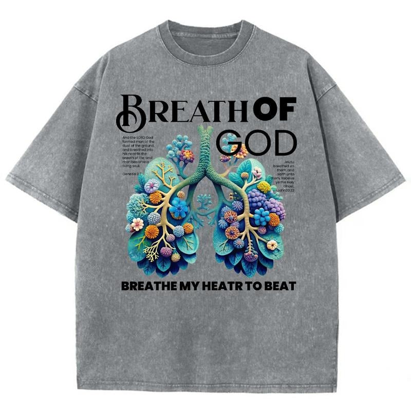 Breath Of God Unisex Washed T-Shirt, Christian Jesus Tshirts, Vintage 90s Graphic Tee Gift Cotton Top Womenswear Bottom