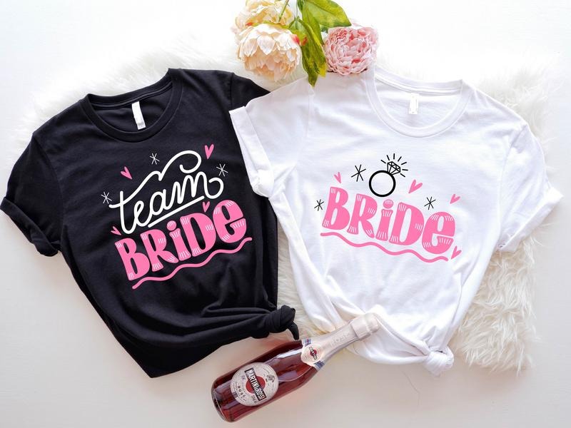 Bride Shirt, Pink Bachelorette Themed Shirts, Matching Bride Team Tee, Bridal Shower Party, Wedding Celebration Tee, Bride Squad Gift Shirt