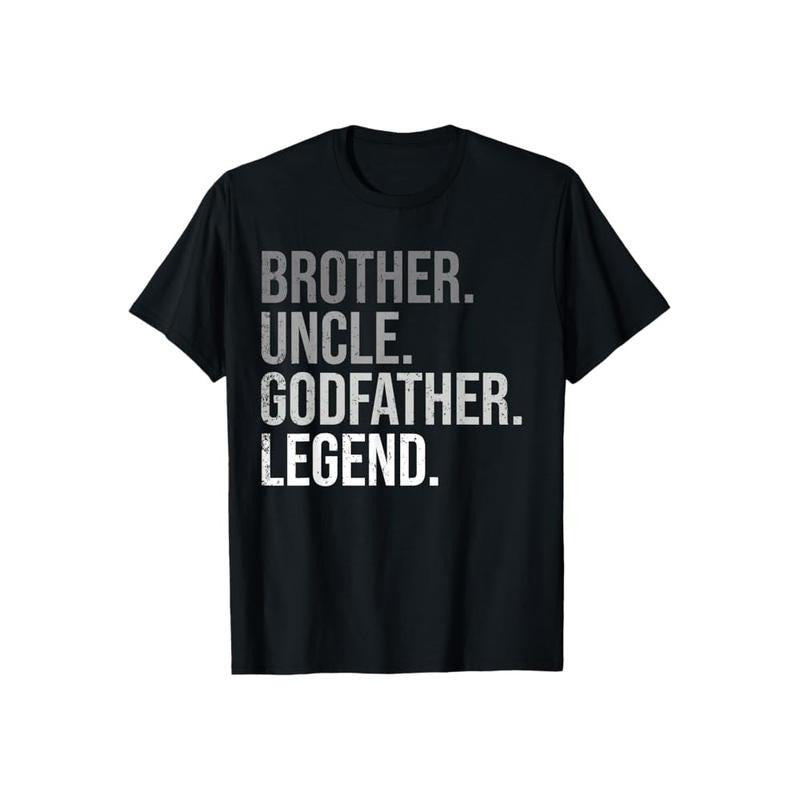 Brother Uncle Godfather Legend Fun Best Funny Uncle T-Shirt Casual Style Crew Neck Short Sleeve T-Shirt Tops Trendy for Unisex, Perfect Gift