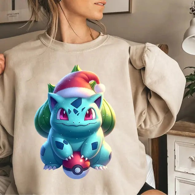 Bulbasaur Christmas Sweatshirt, Bulbasaur Santa Christmas Sweater, Bulbasaur Sweatshirt Hoodie, Anime Christmas Shirt, Anime Christmas Sweater, Christmas Pokemon Sweatshirt, Christmas Gifts For Pokemon Lovers, Pokémon Christmas Sweatshirtstyle{n002}2