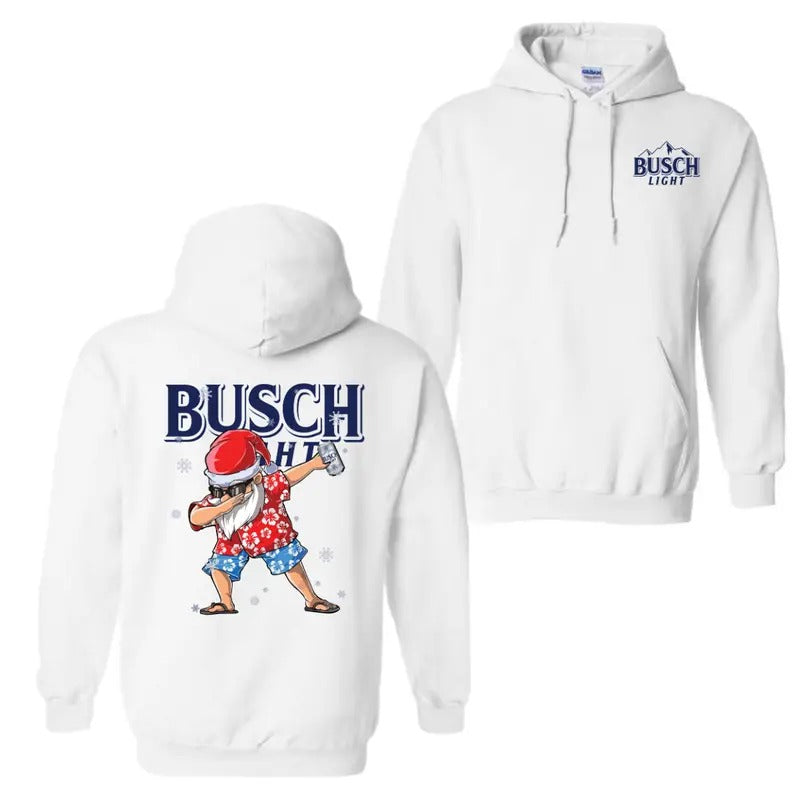 Busch Light Dabbing Santa Claus Christmas 2 Sided Hoodie Sweatshirt T-Shirt, Busch Light Shirt For Men and Women, Christmas Gifts Funny, Unisex Hoodie