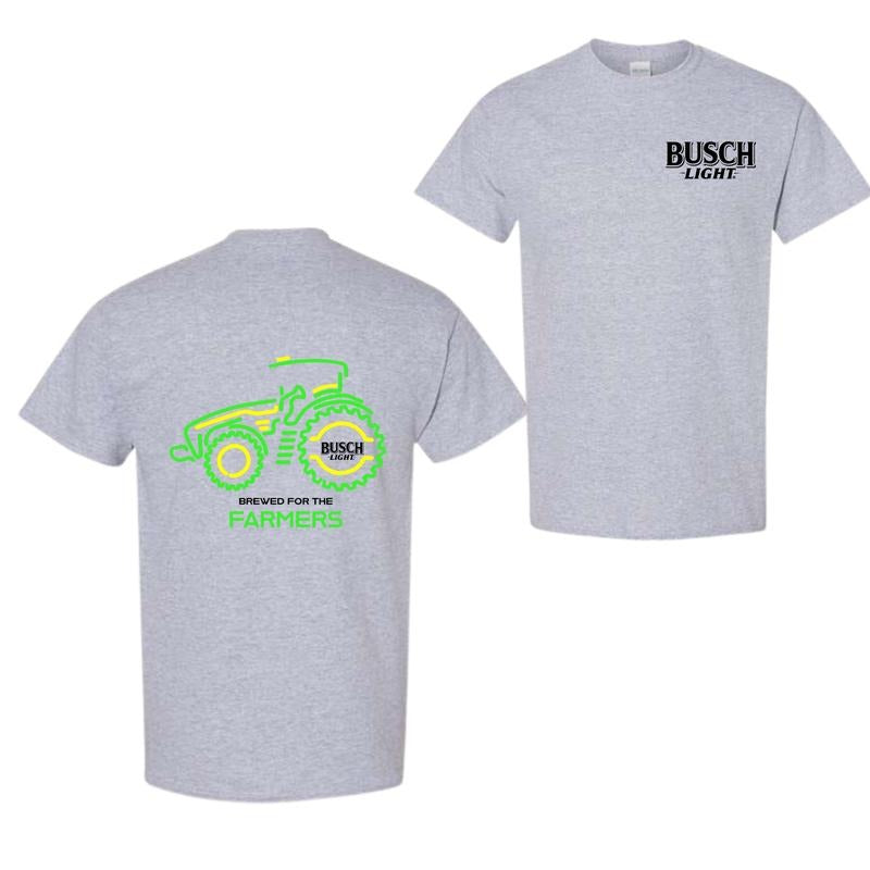 Busch Light Farmers Tractor 2-sided T-shirt, Busch Light T shirt Full Color For Men And Women Classic Cotton
