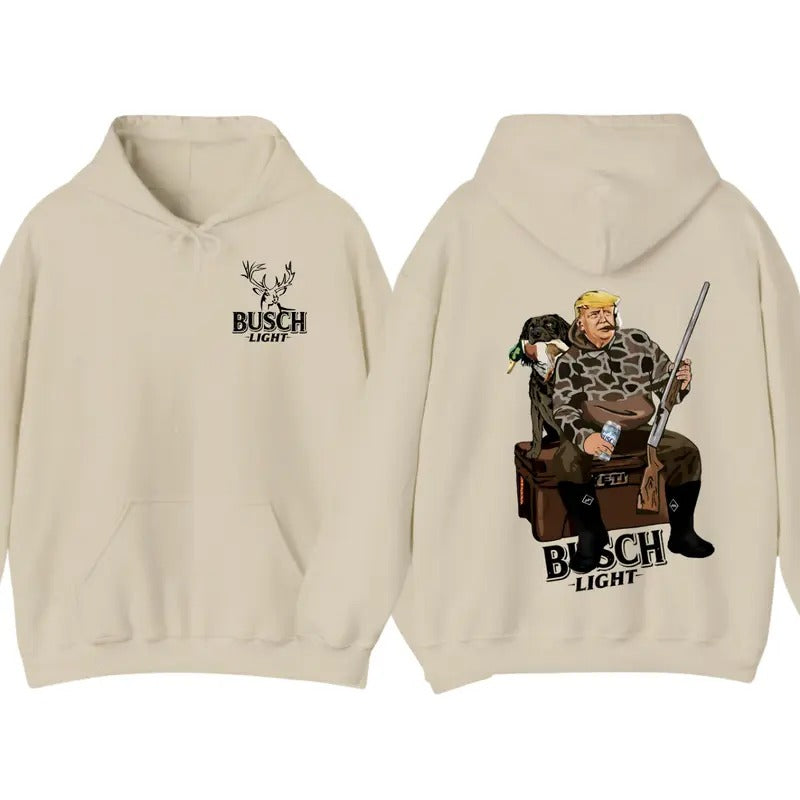 Busch Light Trump Duck Hunting Hoodie, Trump and Your Hunt Dog, Hunting Season, Lover Beer Shirt, Busch Light Hoodie For Men Anđ Women, Trendy Hoodie