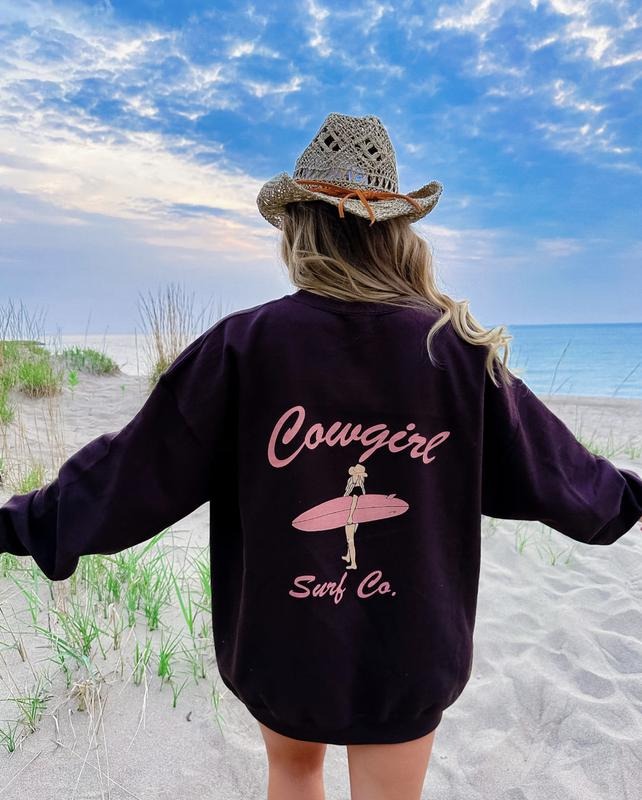 COWGIRL SURF CO HOODIE, COASTAL COWGIRL OUTFIT, COASTAL COWGIRL HOODIE, UNISEX COTTON CASUAL HOODIE Womenswear Oversized