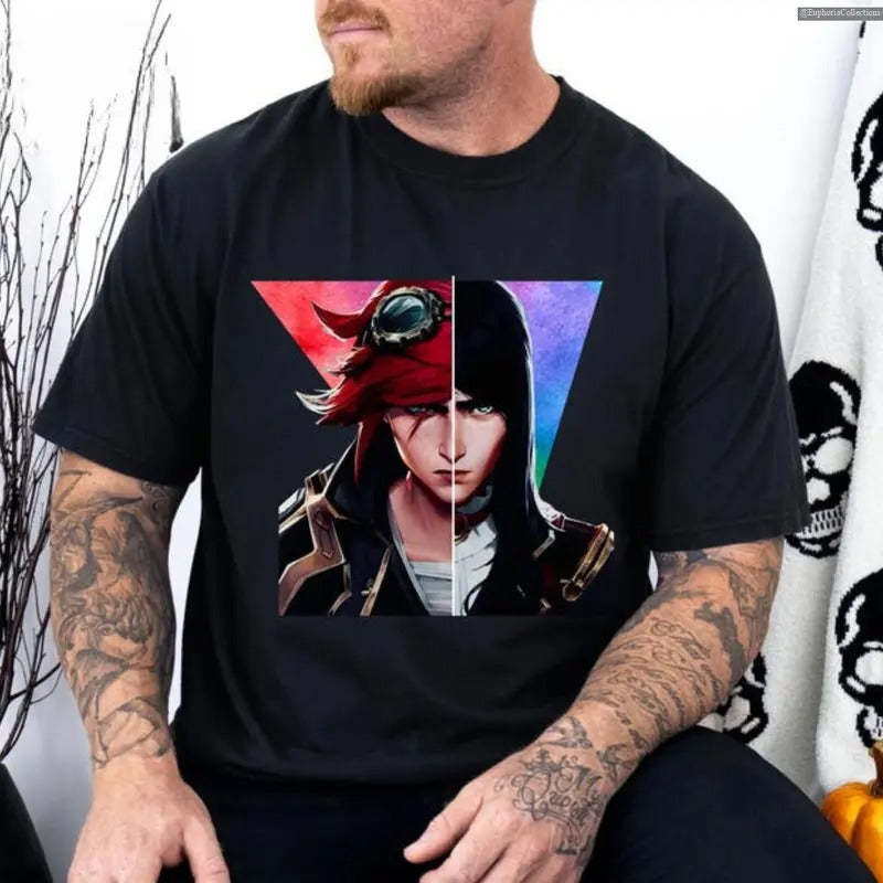 Caitvi Caitlyn Vi League of Legends Inspired Tee, Unisex Unique Arcane LOL Champion Special Shirt Graphic Trend Tshirt Fan T-shirt , Global Trending Outfits