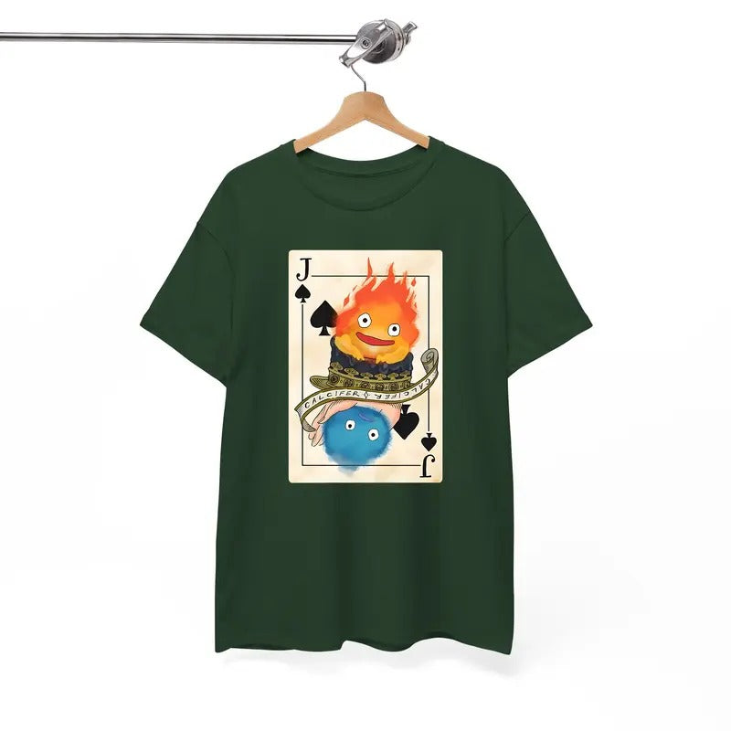 Calcifer Playing Card Tshirt, Howls Moving Castle Tshirt, Studio Ghibli, Howl And Sophie, Anime