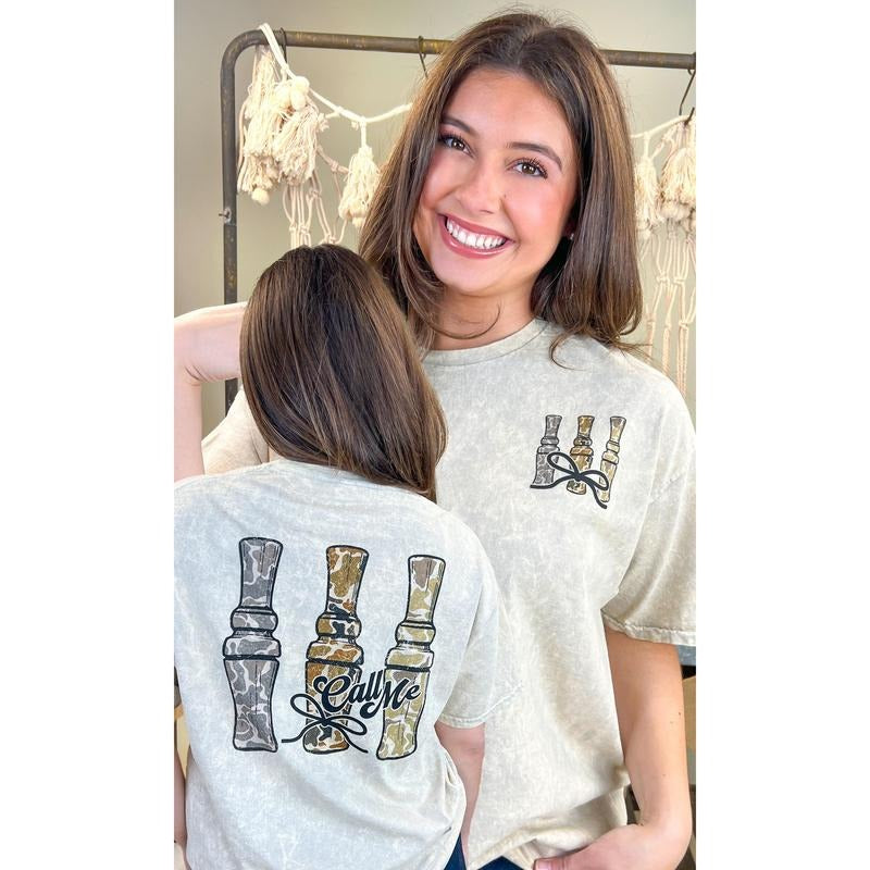 Call me Duck Calls Mineral Washed Graphic Shirt