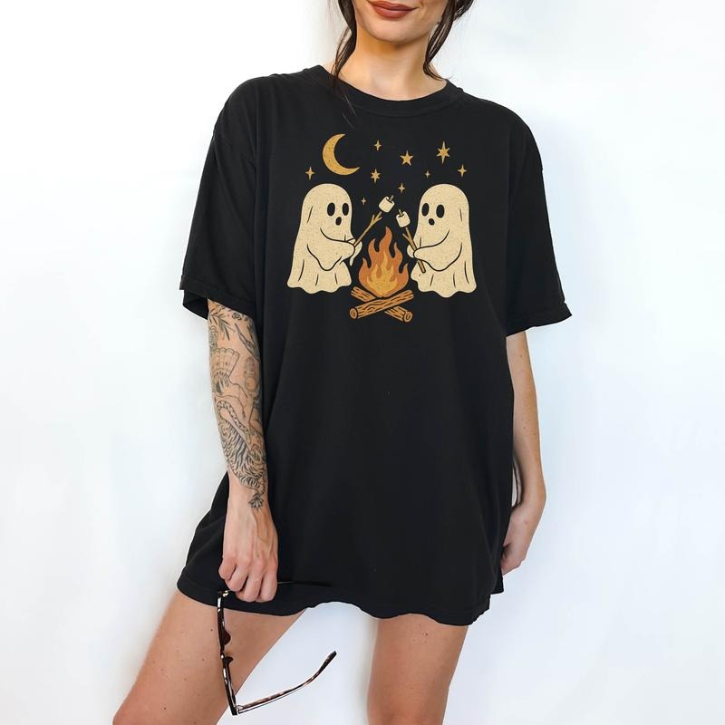 Campfire Ghosts - T-Shirt, Unisex T-Shirt, Funny Tee, Comfortable Shirt, Hallowen Theme