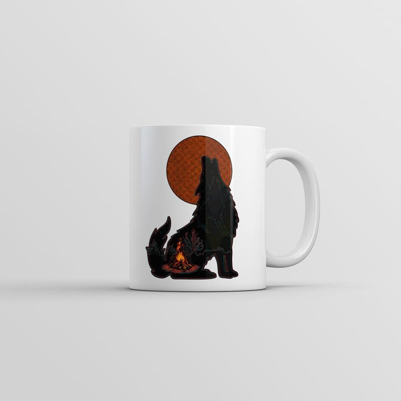 Campfire Wolf Mug Cool Nature Graphic Novelty Coffee Cup-11oz Funny Coffee Mugs Ceramic Printed Drinkware Cup