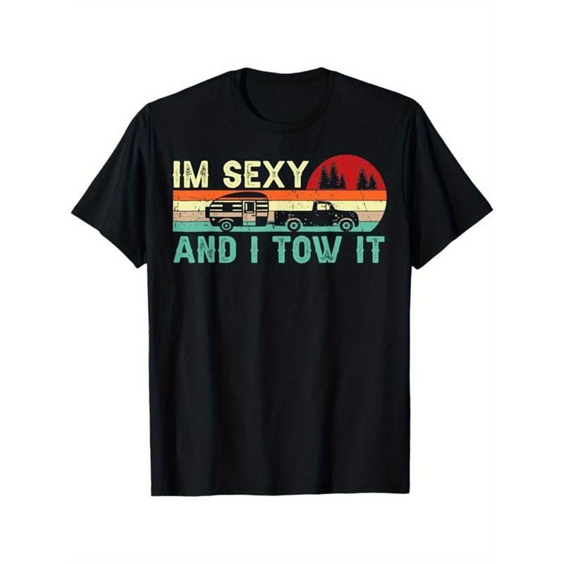 Camping Printed Men's Cotton Graphic T-shirt, Casual Short Sleeve Crew Neck T-shirt, Men's Tee For Outdoor made in usastyle{n002}9