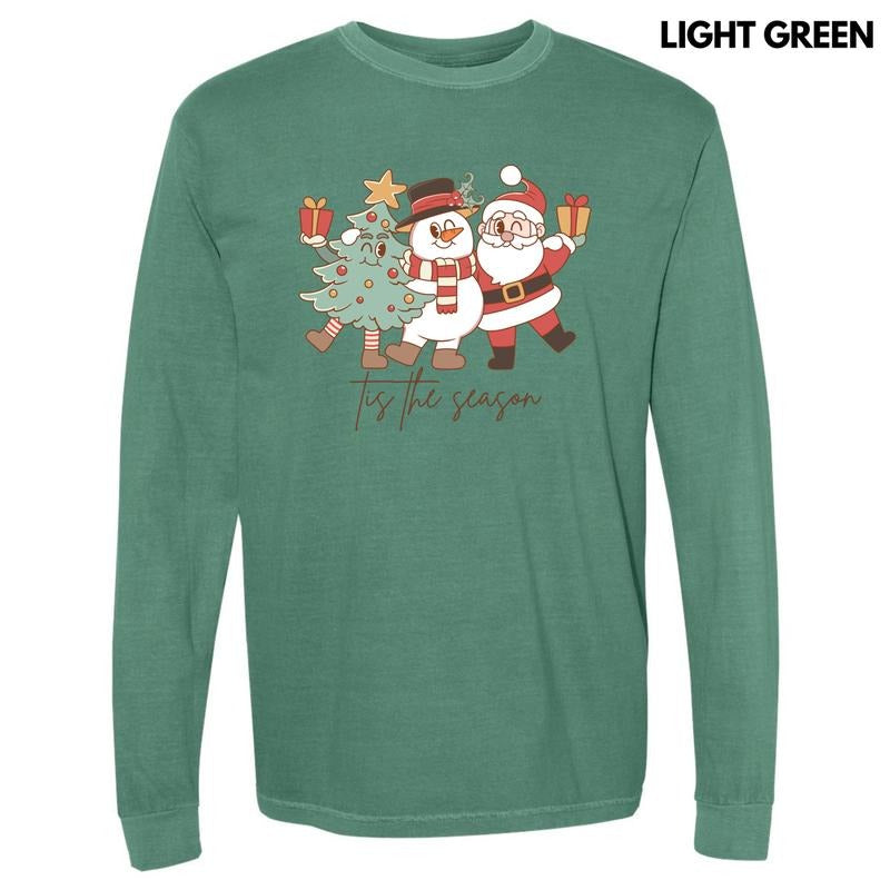 Cartoon Christmas Tis The Season Long Sleeve Comfort Colors T-Shirt 'NLB'