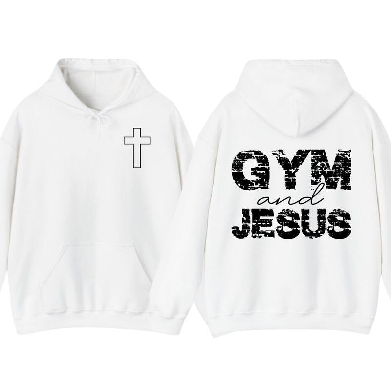 Casual Gym and Jesus Faith-Based Workout T-Shirt, Hoodie - Unisex Fitness Motivation Graphic Tee, For Men For Women Sports Fitness Running Training Trendy Oversized Shirt, Vacation Outfits