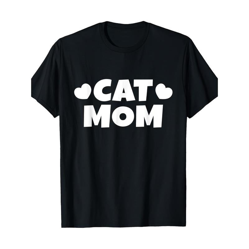 Cat Mom Graphic Tee for Women - 100% Cotton, Short Sleeve, Crew Neck - Perfect Gift for Pet Lovers Made in USA
