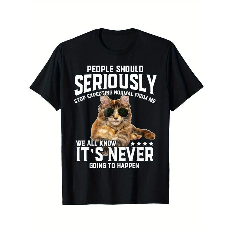 Cat People Should Seriously Graphic Gift Idea Humor Novelty T-Shirt Ultra Soft, Breathable, Moisture Wicking, Casual Comfortable Top Streetwear Fashion Casual Summer Tee Crew Neck Short Sleeve T-Shirt made in usa