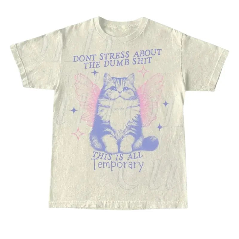 Cat With Butterfly Wings Vintage Graphic Tshirt, Cute Kitten Cotton Shirt, vintage 90s graphic tees, gift for him for her Top Womenswear