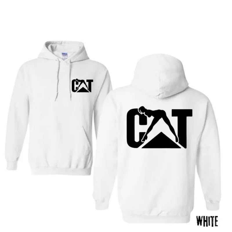 Cat With Woman Hoodie Unisex Classic Fabric Shirt, Lady Cat Tee, Perfect for Men's Casual Wear, Sweaters & Long Sleeve Pullover T-shirt Sweatshirt