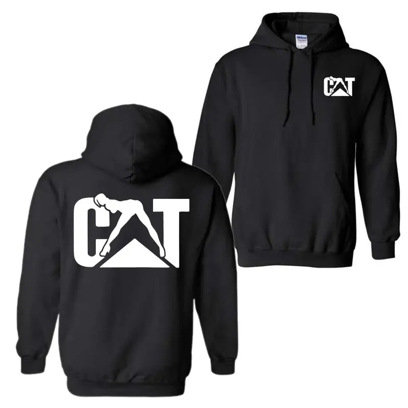 Cat with Woman Hoodie Sweatshirt T-Shirt, Aesthetic Unisex Classic Fabric Shirt, Lady Cat Tee, Menswear Sweaters Tops Pullover, Thermal Cotton Casual