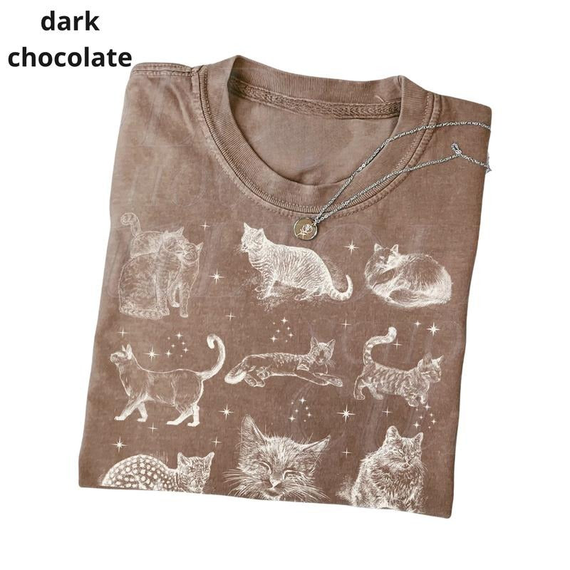 Cats 90s Vintage Style Tshirt, Retro Y2k Kitten Shirt, Cat Lovers Gift, Cute Cat Shirts, Nature Unisex Adult Cotton Shirt