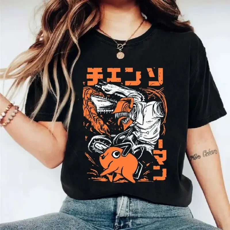 Chainsaw Devil Shirt, Anime Shirt, Anime Graphic Tees, Chain Saw Man Shirt, Anime Merch, Gift For Him, Gift For Her, Anime Gifts, Unisex Short Sleeve Tee Shirt, Casual Clothing
