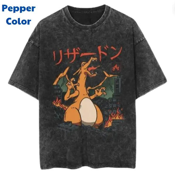 Charizard In The City Vintage Tee, Charizard T-Shirt, Pokemon Graphic Tees, Unisex Anime Shirt, Sweatshirt, Gym Shirt Menswear Womenswear Streetwear