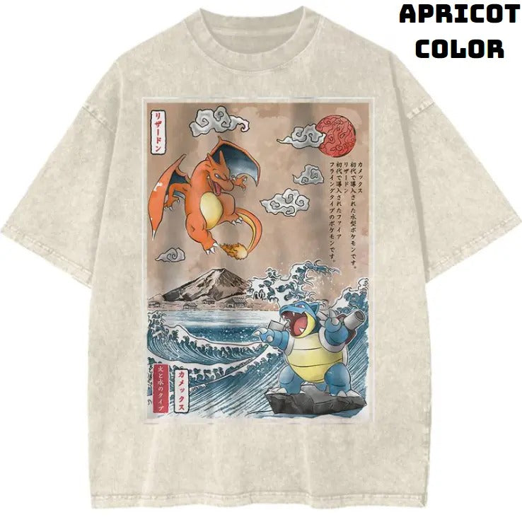 Charizard vs Blastoise Vintage Graphic Tees, Pokémon T-Shirt, Pokemon Shirts, Vacation Outfits, Unisex Anime Manga Shirt Top Menswear Womenswear