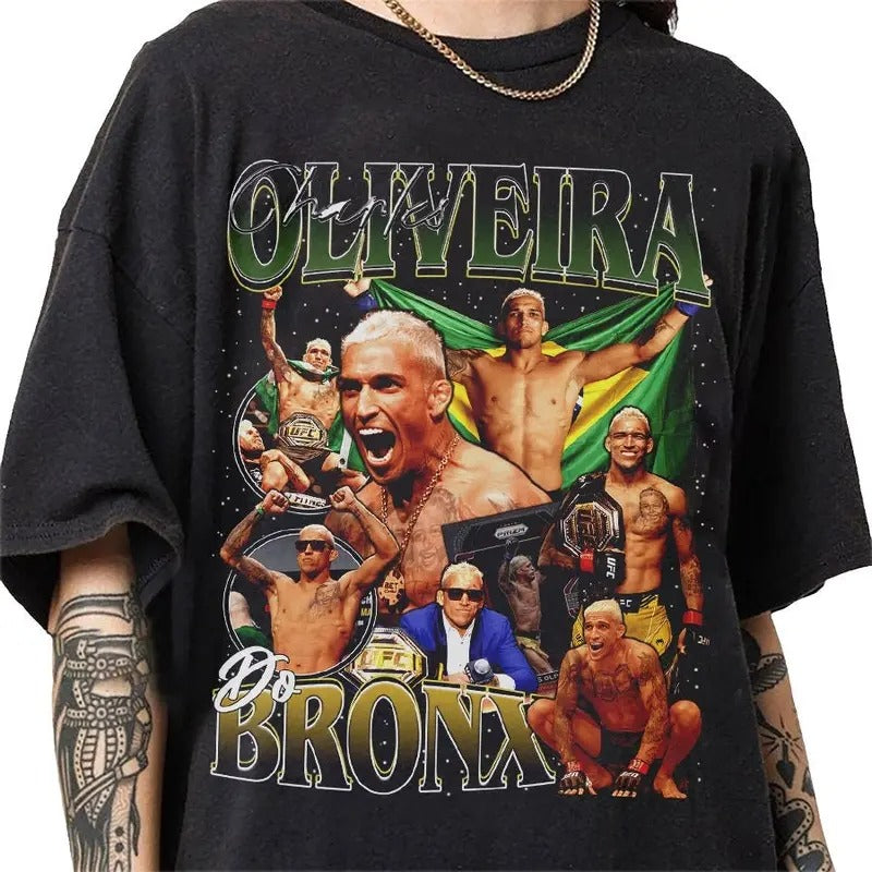 Charles Oliveira - do Bronx 90s Vintage Bootleg Style T-Shirt, Classic Retro Graphic Unisex Tee Gift For Men and Women