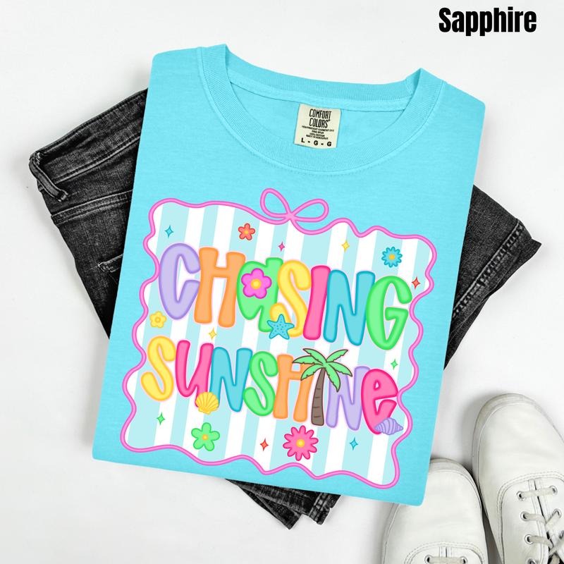 Chasing Sunshine Neon Stripe Comfort Colors T-Shirt 'NLB'