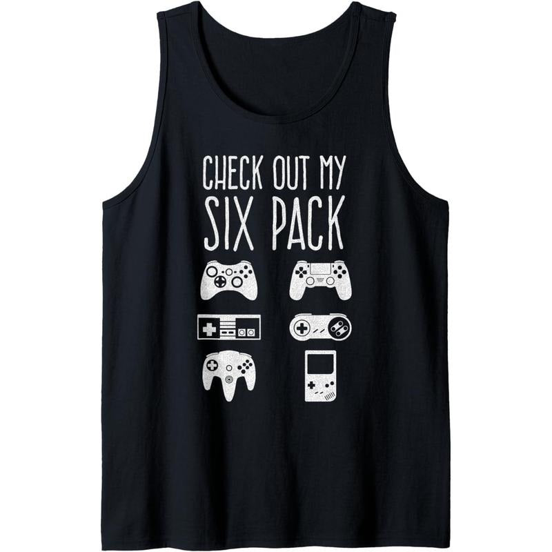 Check Out My Six Pack Video Game Controllers Funny Gamer Tank Top