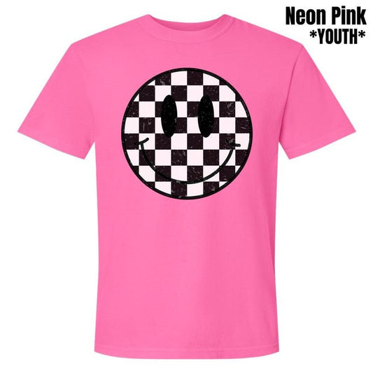 *** Checkerboard Happy Face Comfort Colors T-Shirt (Youth) 'NLB'