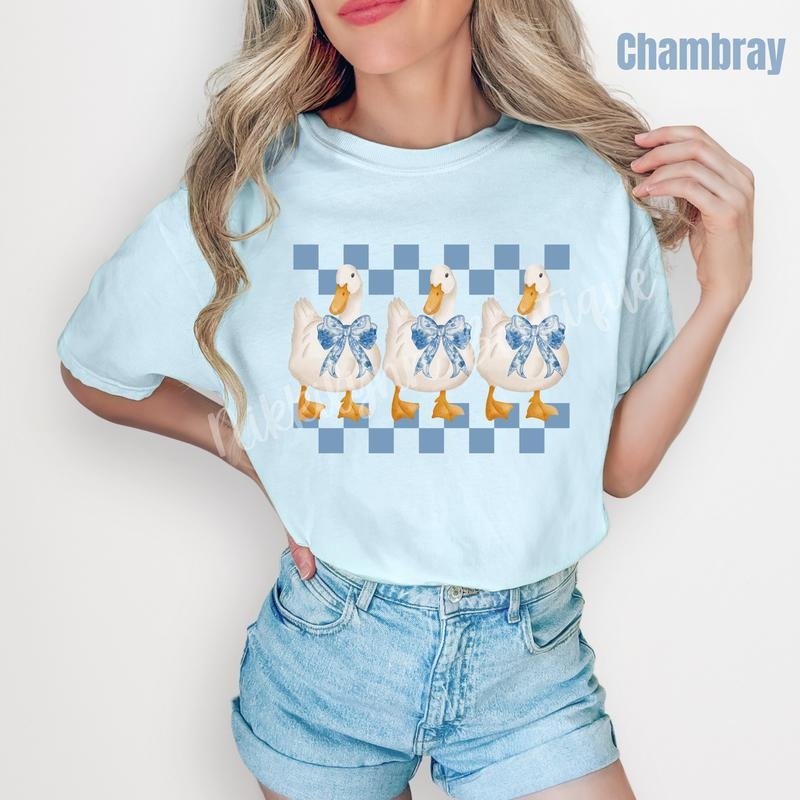 Checkered Coquette Goose Comfort Colors T-Shirt 'NLB'