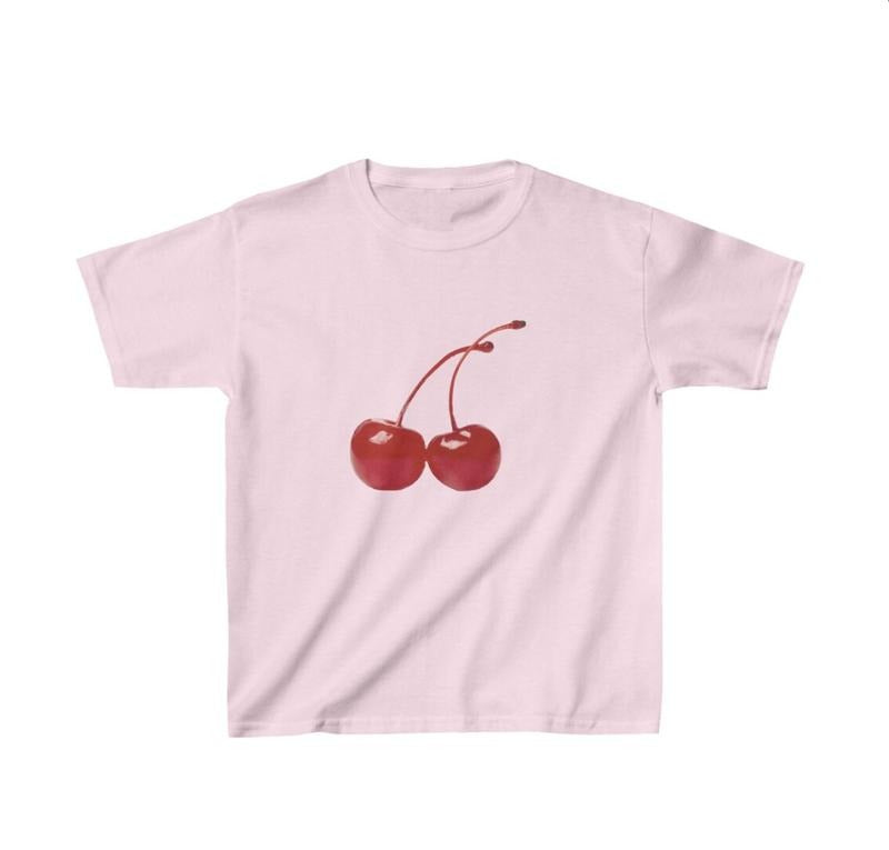Cherry Baby Tee Y2K Graphic Baby Tee, 90s Baby Tee, Graphic Shirt Crop, Coquette-graphic baby tee - Womenswear