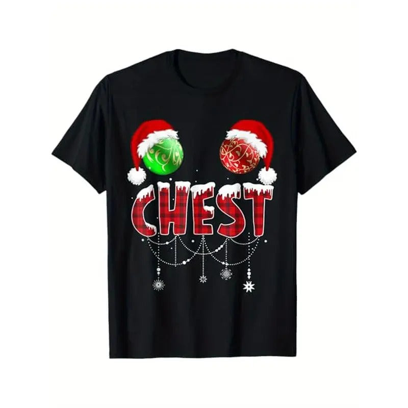 Chest Nuts Christmas Shirt Funny Matching Couple Chestnuts Men Women T - Shirt, 100% Cotton, For Couple Christmas Costume, S - XXXL, Black made in usa