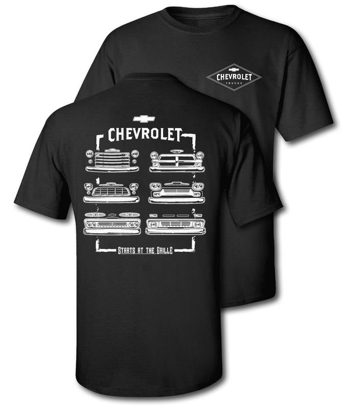 Chevrolet Vintage Grille Collection T-Shirt - Classic Chevy Truck & Car Front Ends Tee for Men's Cotton Tee with Classic Chevy Design - Tshirt, Top Menswear Streetwear Tropical Shortsleeve vintage graphic tee