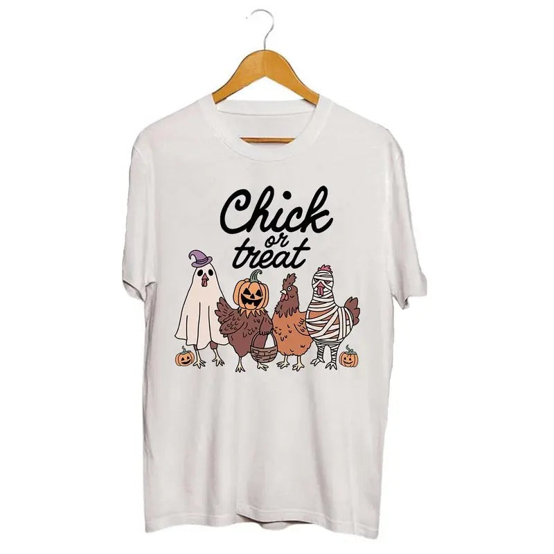Chick Or Treat Halloween Unisex T-Shirt, Halloween Chicken T-Shirt, Halloween Funny Chicken Shirt, Ghost Chicken Shirt, Chicken Lovers Shirt