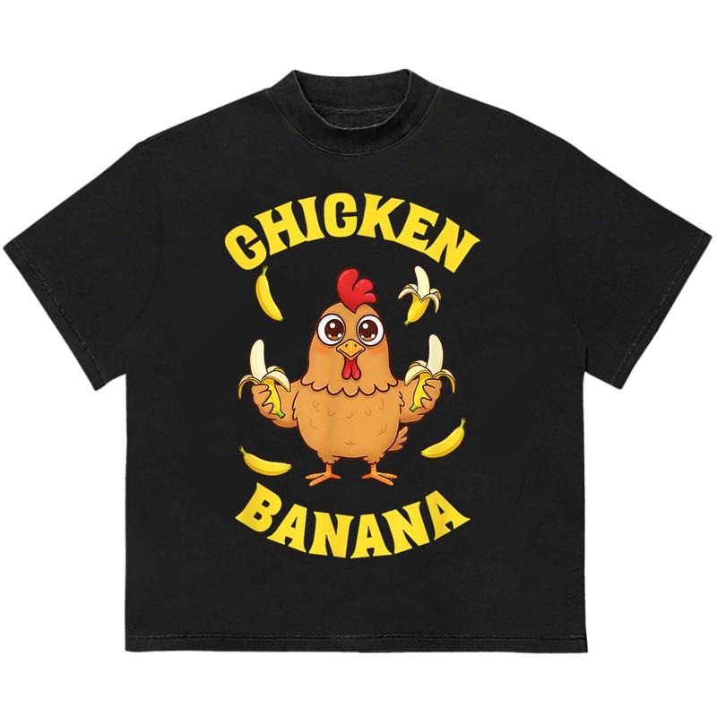 Chicken Banana Funny T-Shirt Stylish Gift for Her Soft Cotton Fabric Cool and Casual Urban Look
