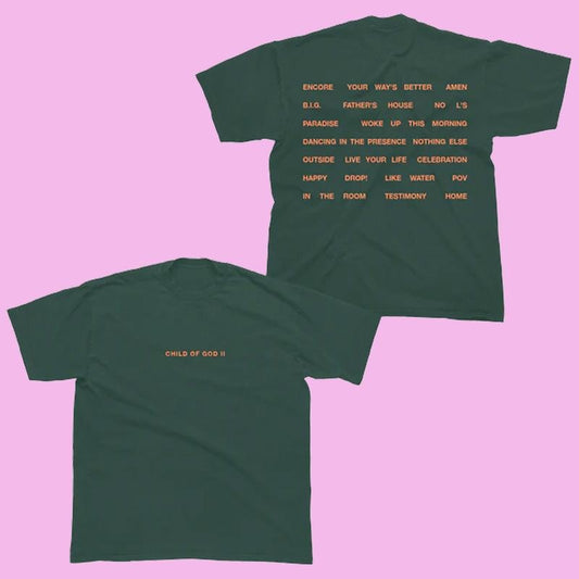 Child Of God II Album Tracklist Tee, Christian Gospel Graphic T-Shirt, Faith-Based Tour Merch, Unisex Menswear Womenswear Top
