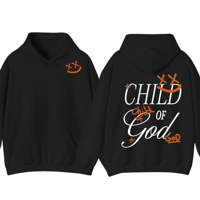 Child of God Graphic Hoodie T-shirt, Christian Clothing, Faith Based Apparel, Jesus Shirt