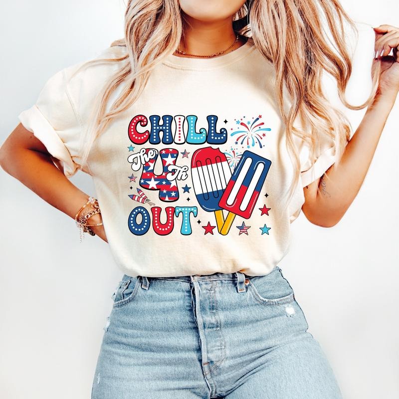 Chill The 4th Out T-Shirt, Funny 4th of July T-Shirt, Retro 4th of July, Fourth of July T-Shirt, America T-Shirt, American Flag T-Shirt, Patriotic Freedom T-Shirt
