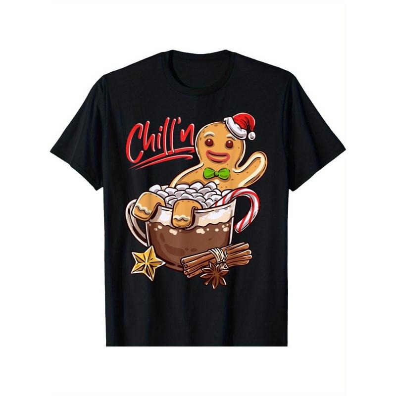 Chill'n Gingerbread Cookie In Hot Cocoa Christmas Funny T-Shirt made in usa