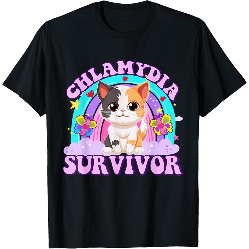Chlamydia Survivor Cat Meme Funny Shirts for Men Adult Humor T-Shirtmade in us made in us
